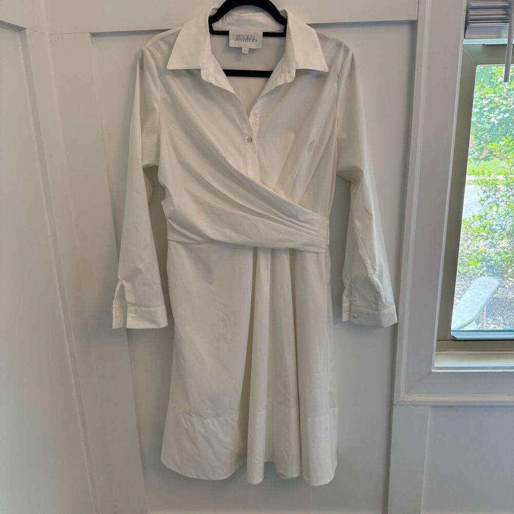 Mare Mare White Long Sleeve Wrap Waist Shirtdress Size Large